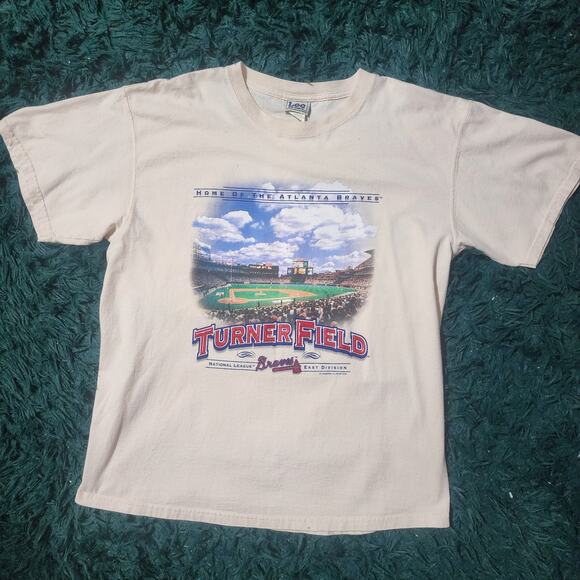 Vintage Lee Sport Atlanta Braves Turner Field Stadium Tee Size Large 22x28 - Picture 1 of 5
